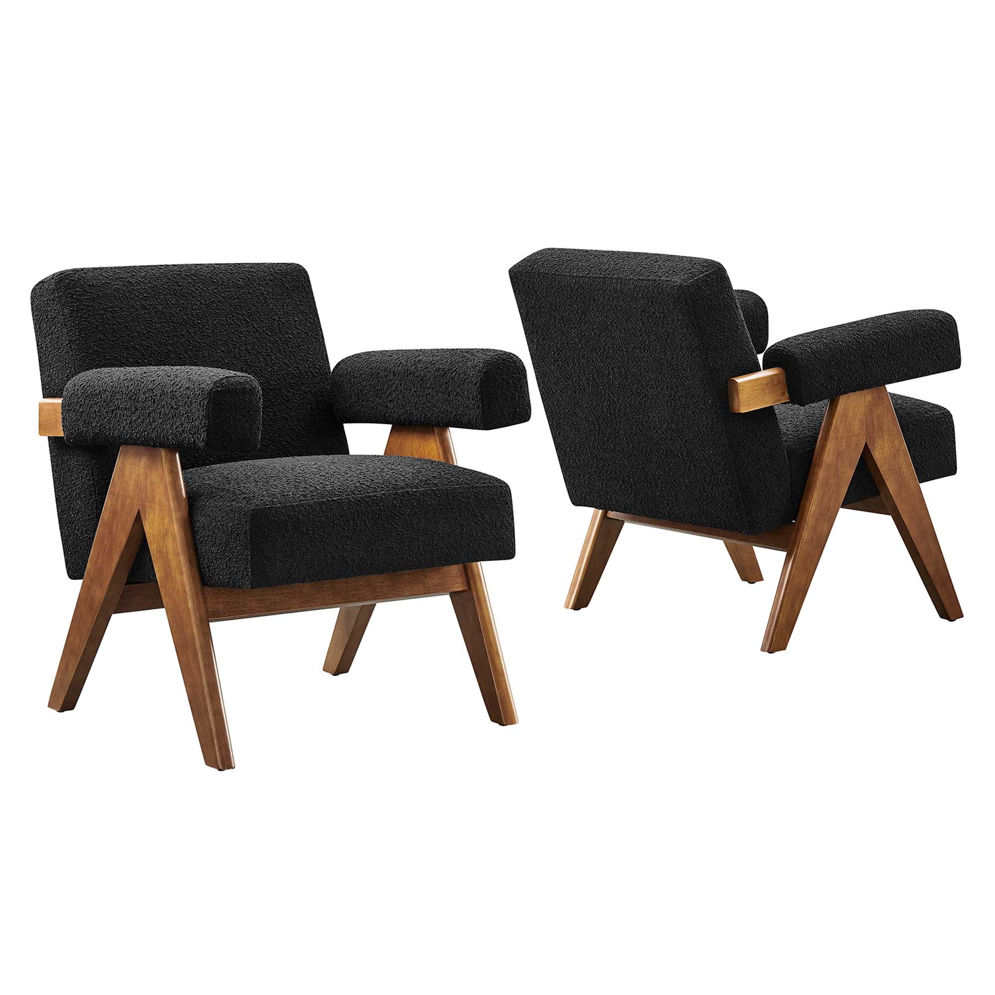 Solvik Boucle Armchair Set of 2 - Black Denmark Home
