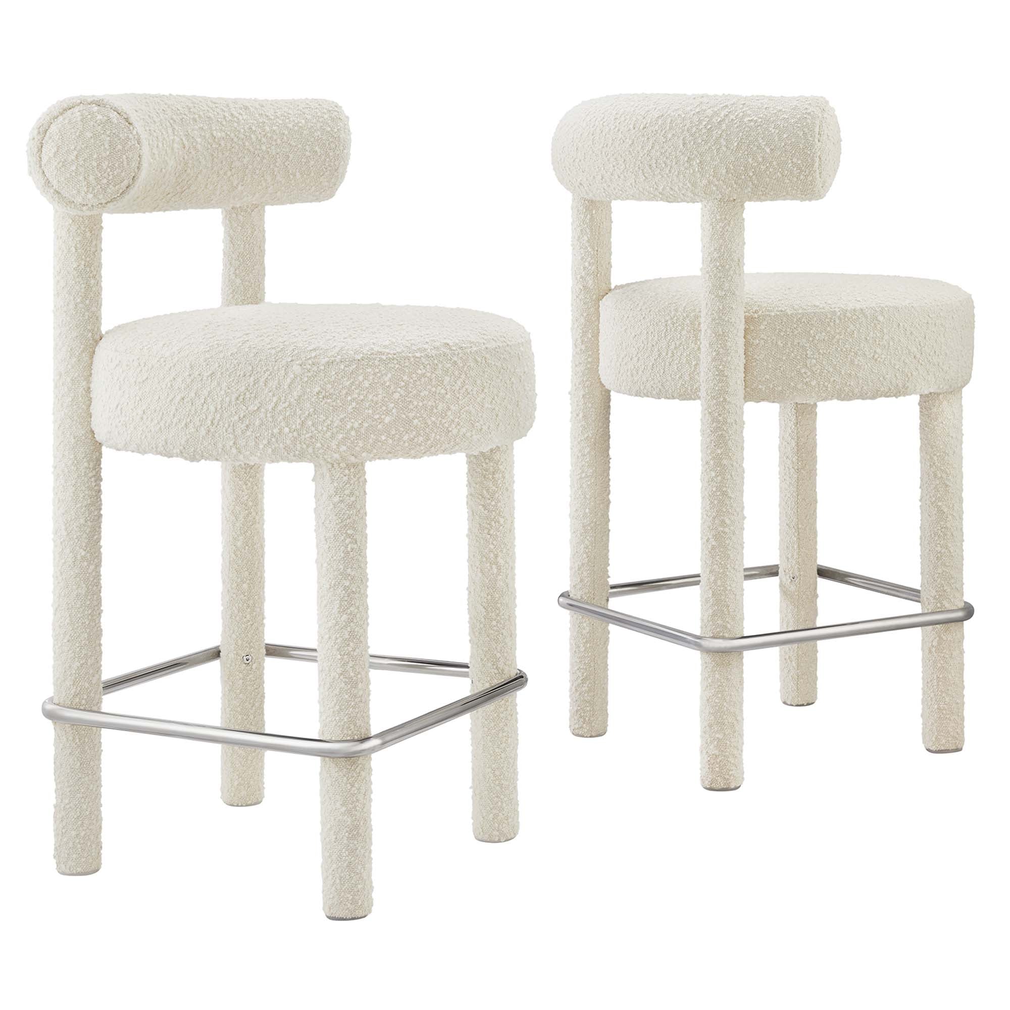 Zorn Counter Stool Set of 2 - Ivory Silver Denmark Home