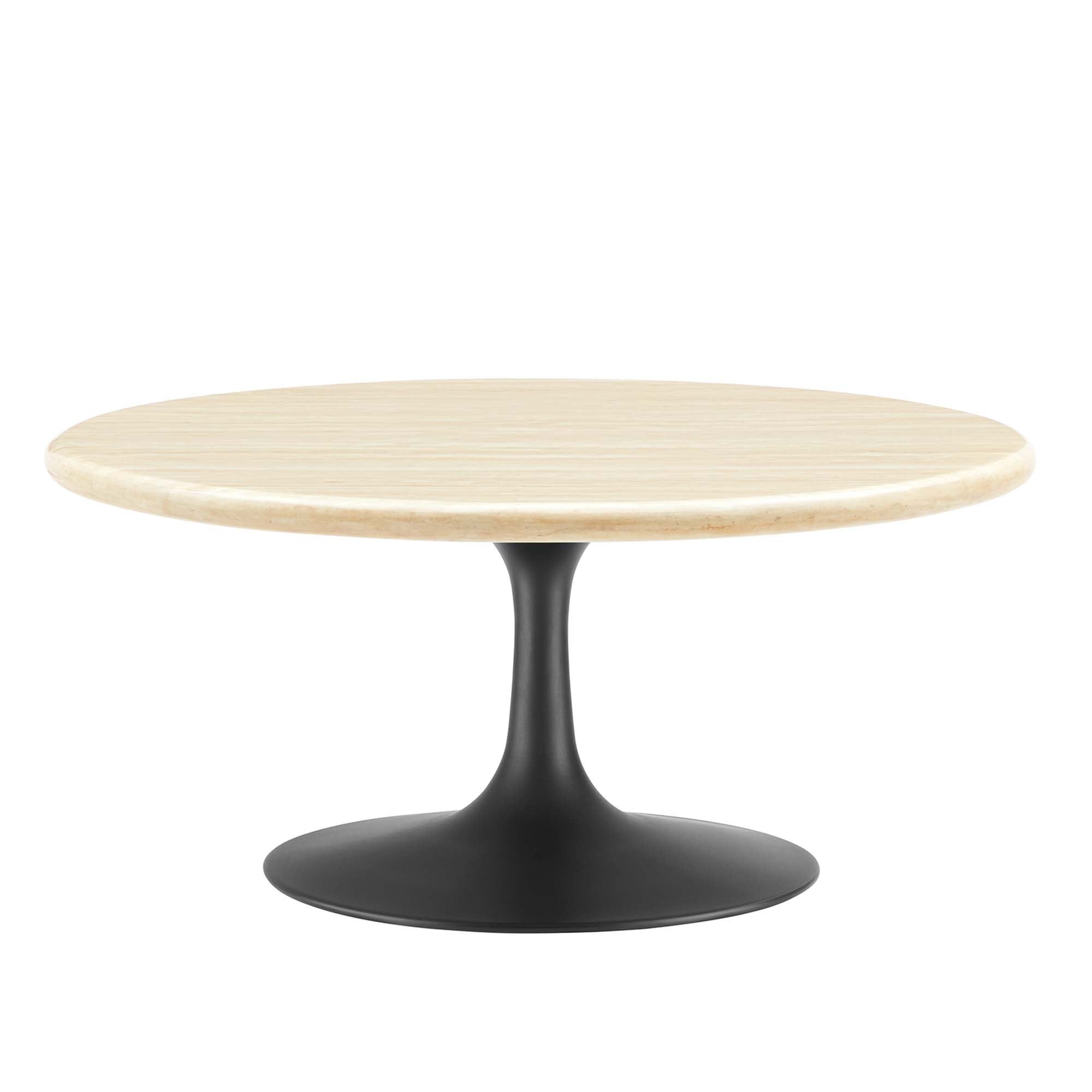 Novara Round Travertine Coffee Table 36" - Black Travertine Denmark Home