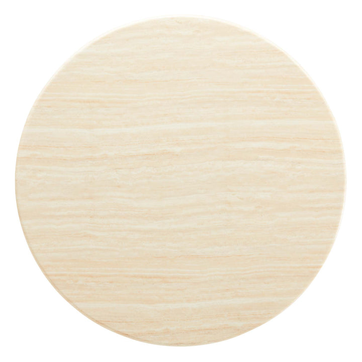 Novara Round Faux Travertine Dining Table 48" - Gold Travertine Denmark Home
