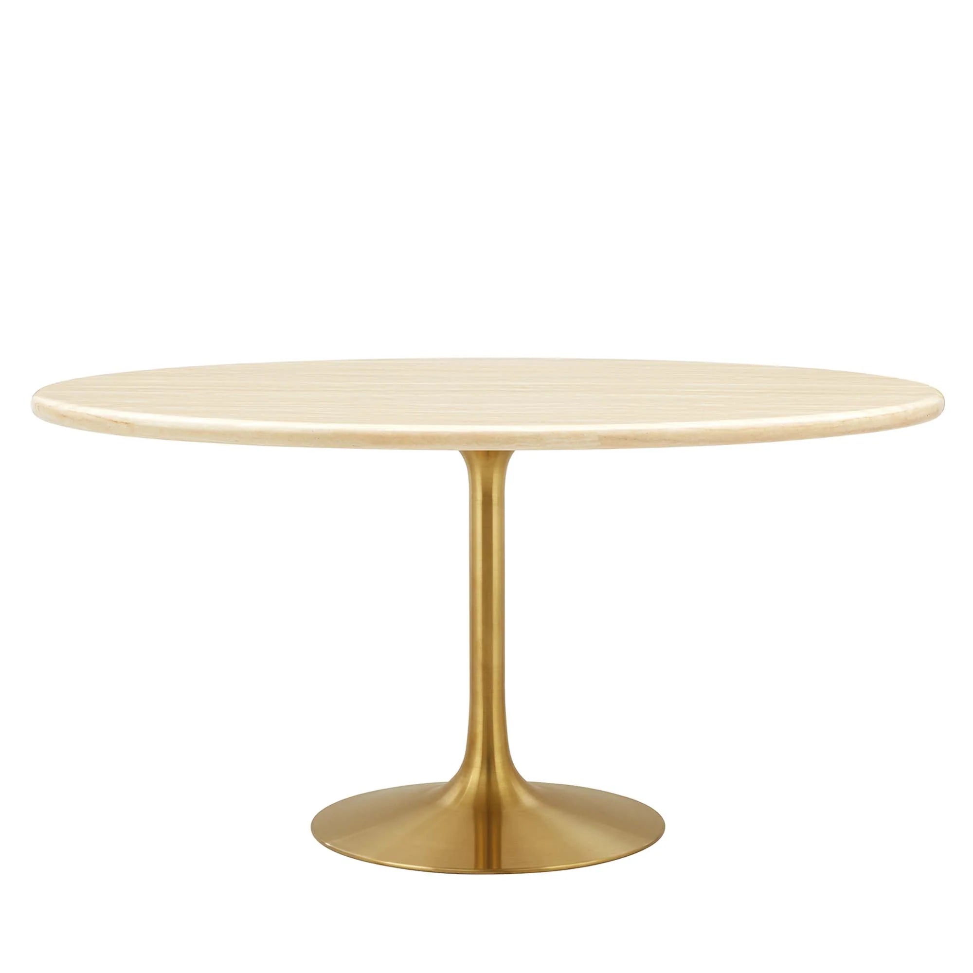 Novara 60” Oval Faux Travertine Dining Table - Gold Travertine Denmark Home