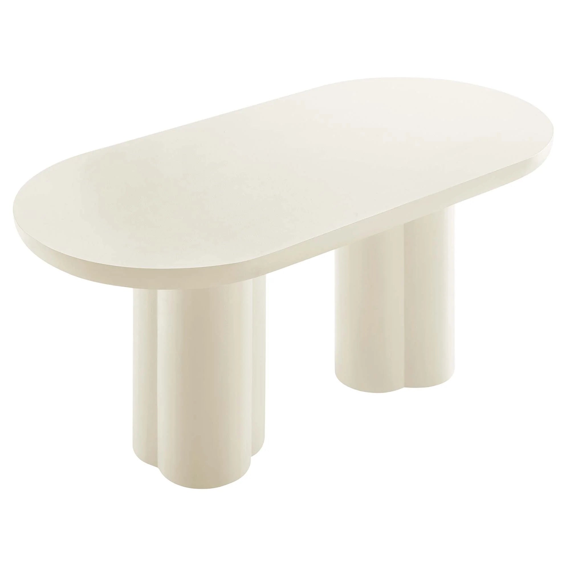 Lumi 72" Oval Concrete Dining Table in White Denmark Home