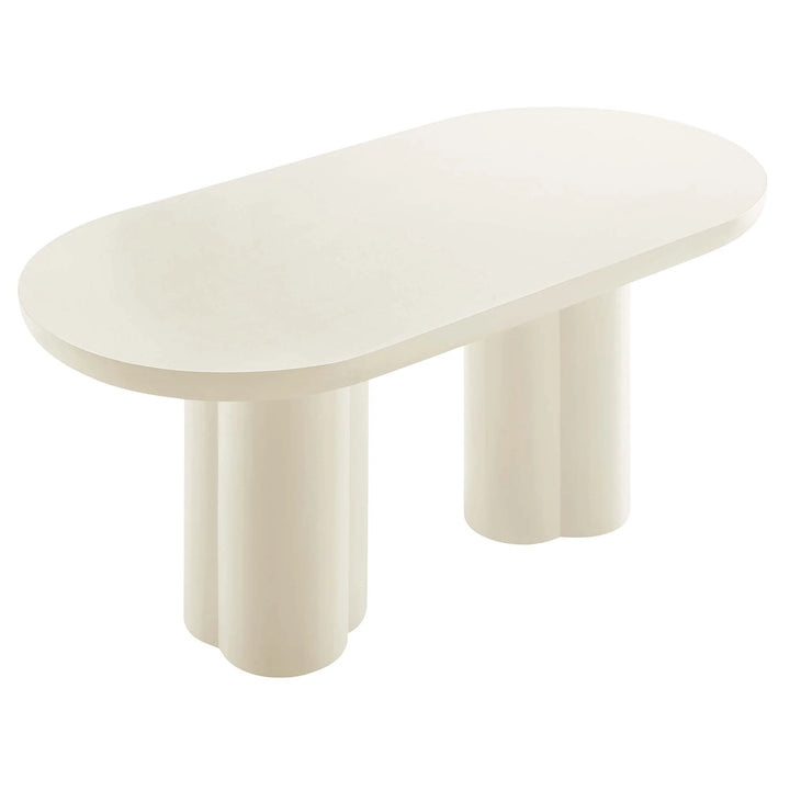 Lumi 72" Oval Concrete Dining Table in White Denmark Home