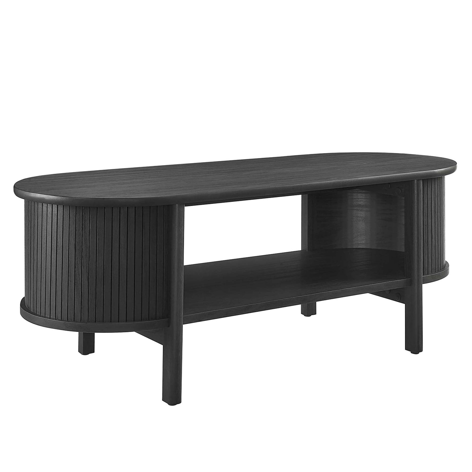 Halvor Oval Fluted Coffee Table - Black