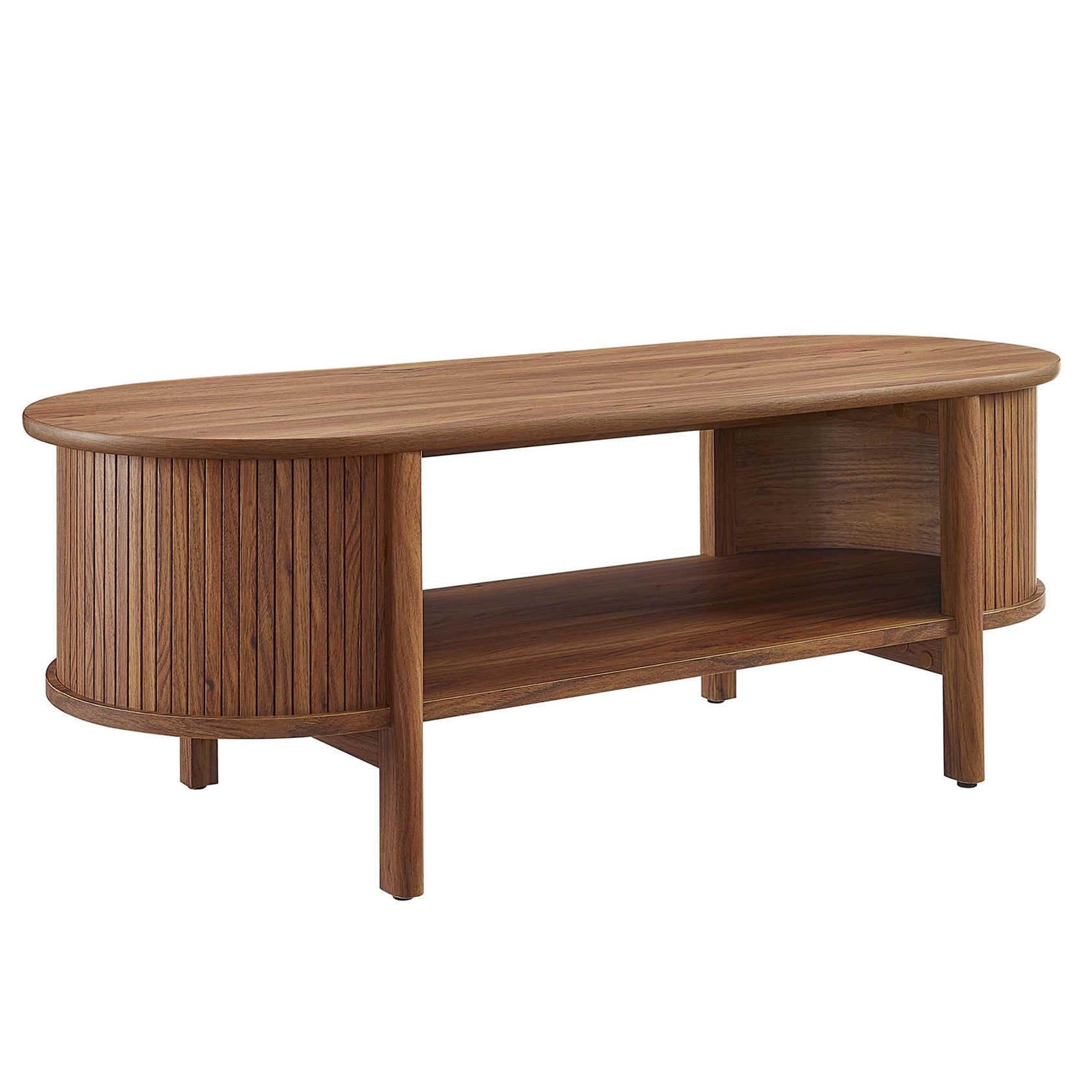 Halvor Oval Fluted Coffee Table - Walnut