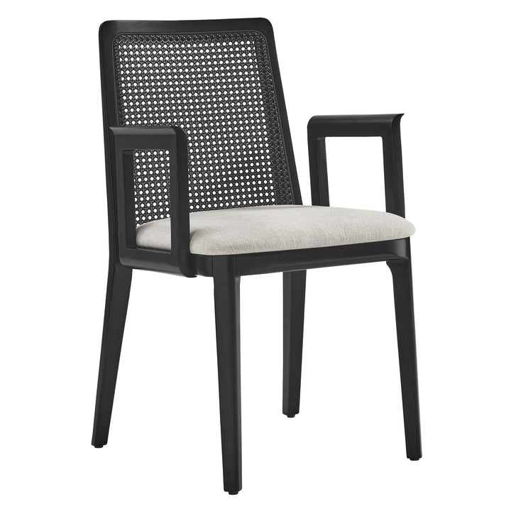 Briaré Dining Armchair - Black Black Heathered Weave Ivory Denmark Home