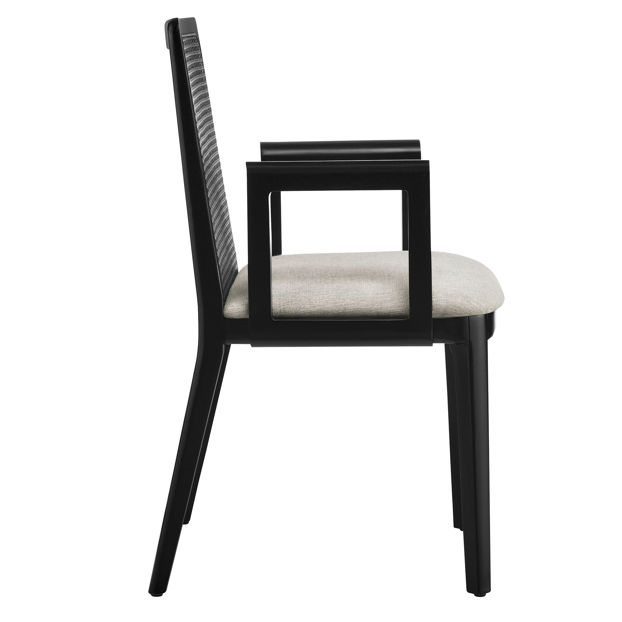 Briaré Dining Armchair - Black Black Heathered Weave Ivory Denmark Home