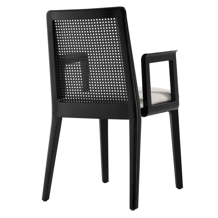 Briaré Dining Armchair - Black Black Heathered Weave Ivory Denmark Home