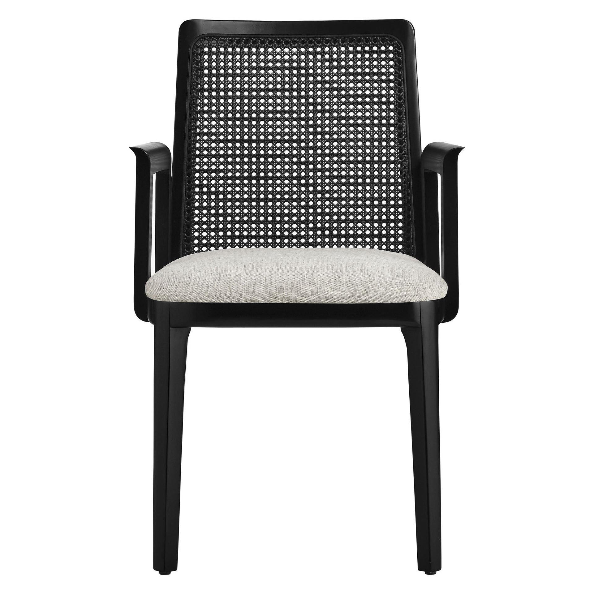 Briaré Dining Armchair - Black Black Heathered Weave Ivory Denmark Home