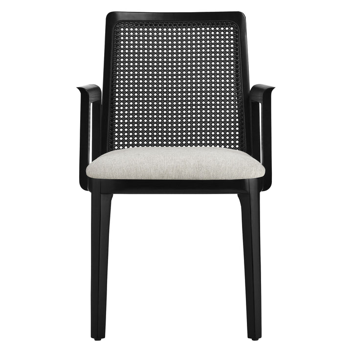Briaré Dining Armchair - Black Black Heathered Weave Ivory Denmark Home