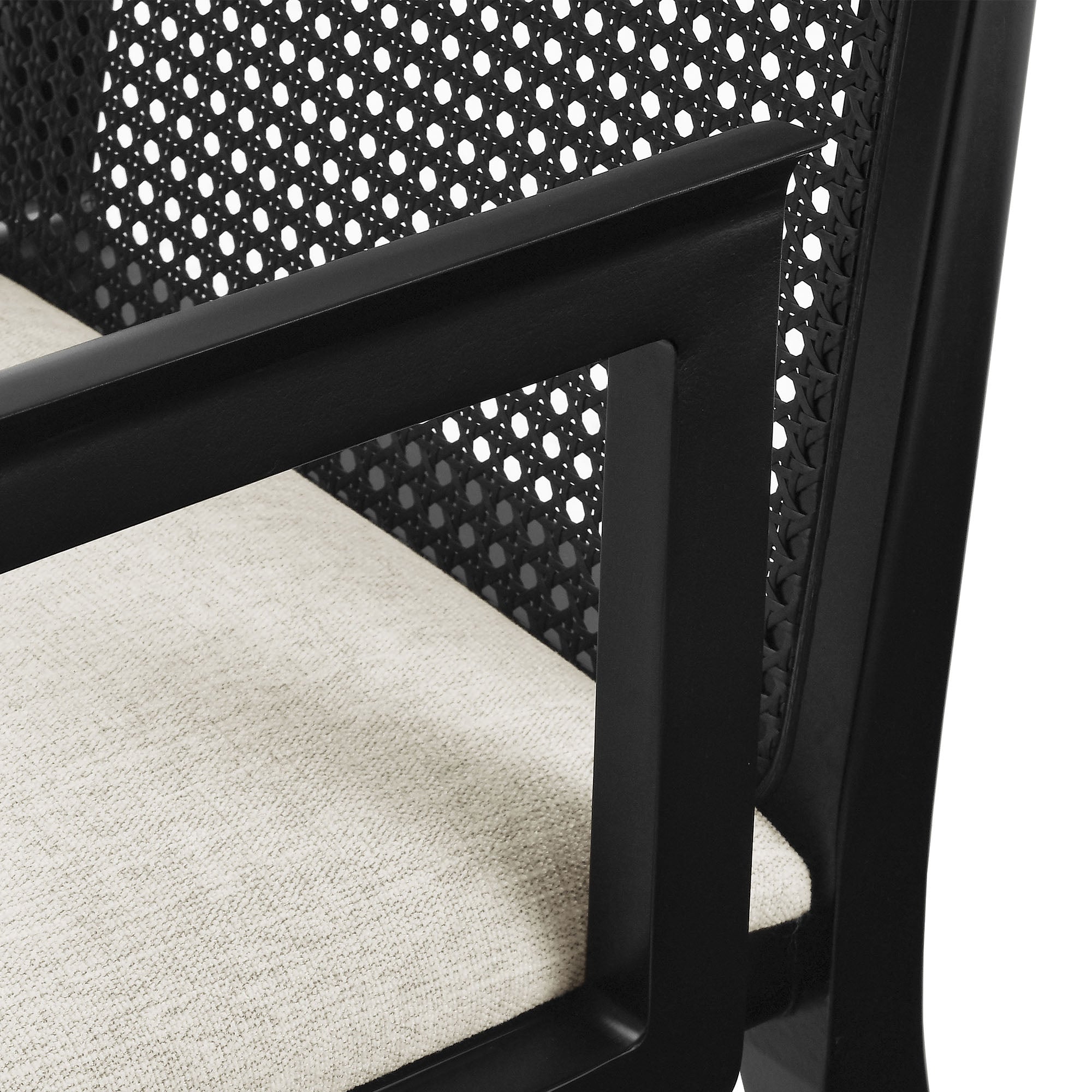 Briaré Dining Armchair - Black Black Heathered Weave Ivory Denmark Home