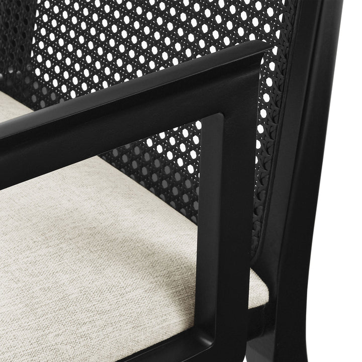 Briaré Dining Armchair - Black Black Heathered Weave Ivory Denmark Home