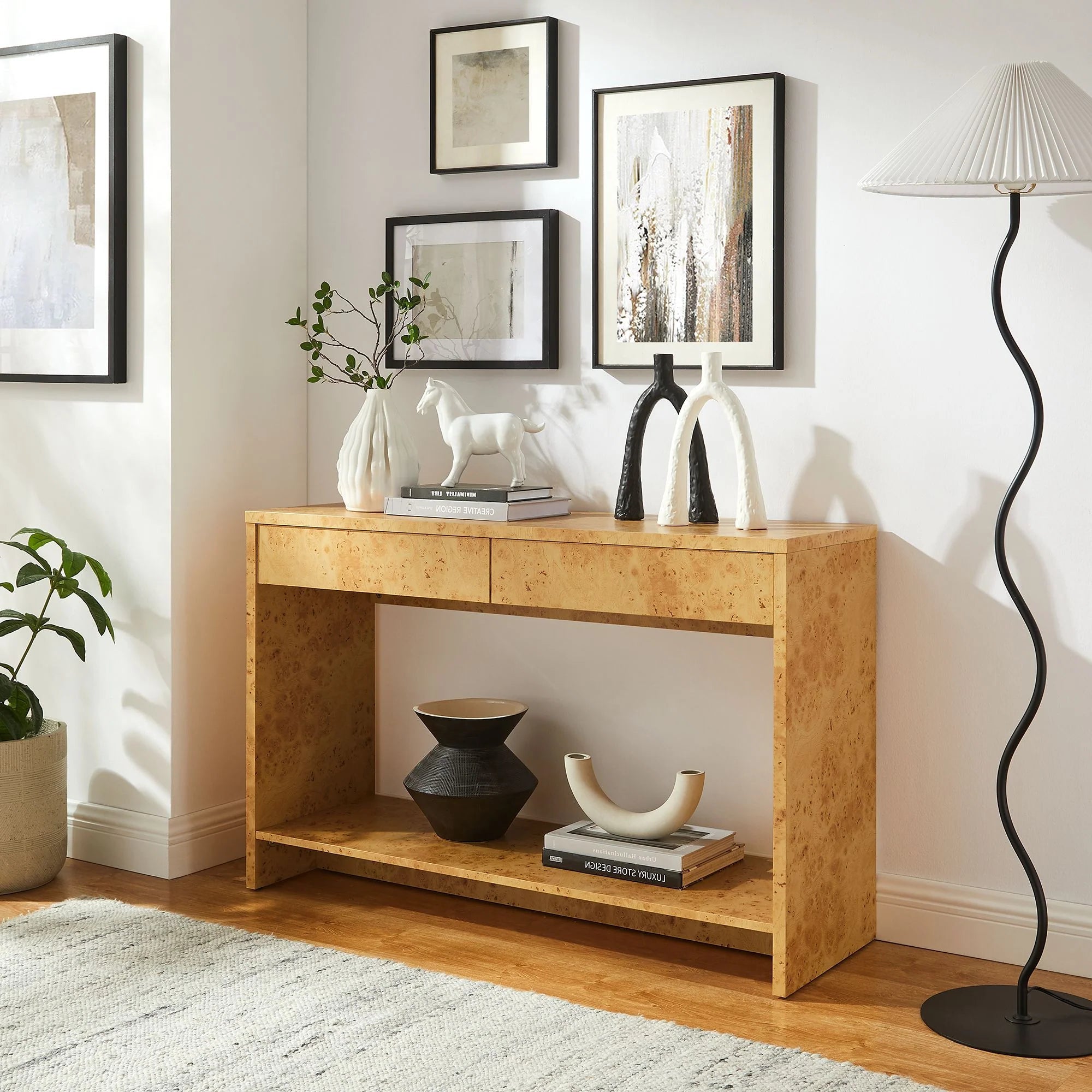 Hudson 2-Drawer Burl Wood Console Table Denmark Home