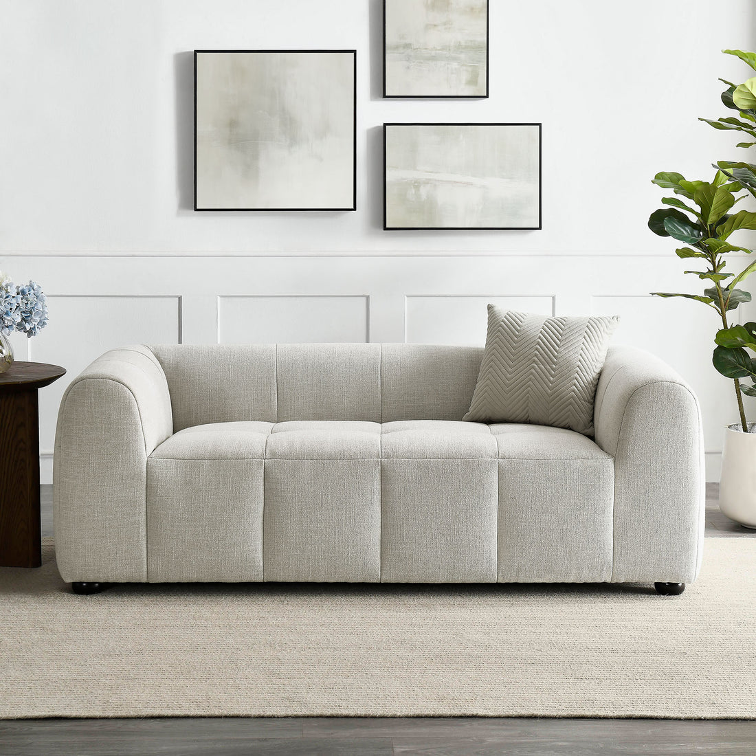 Elvara Upholstered Fabric Loveseat - Linen