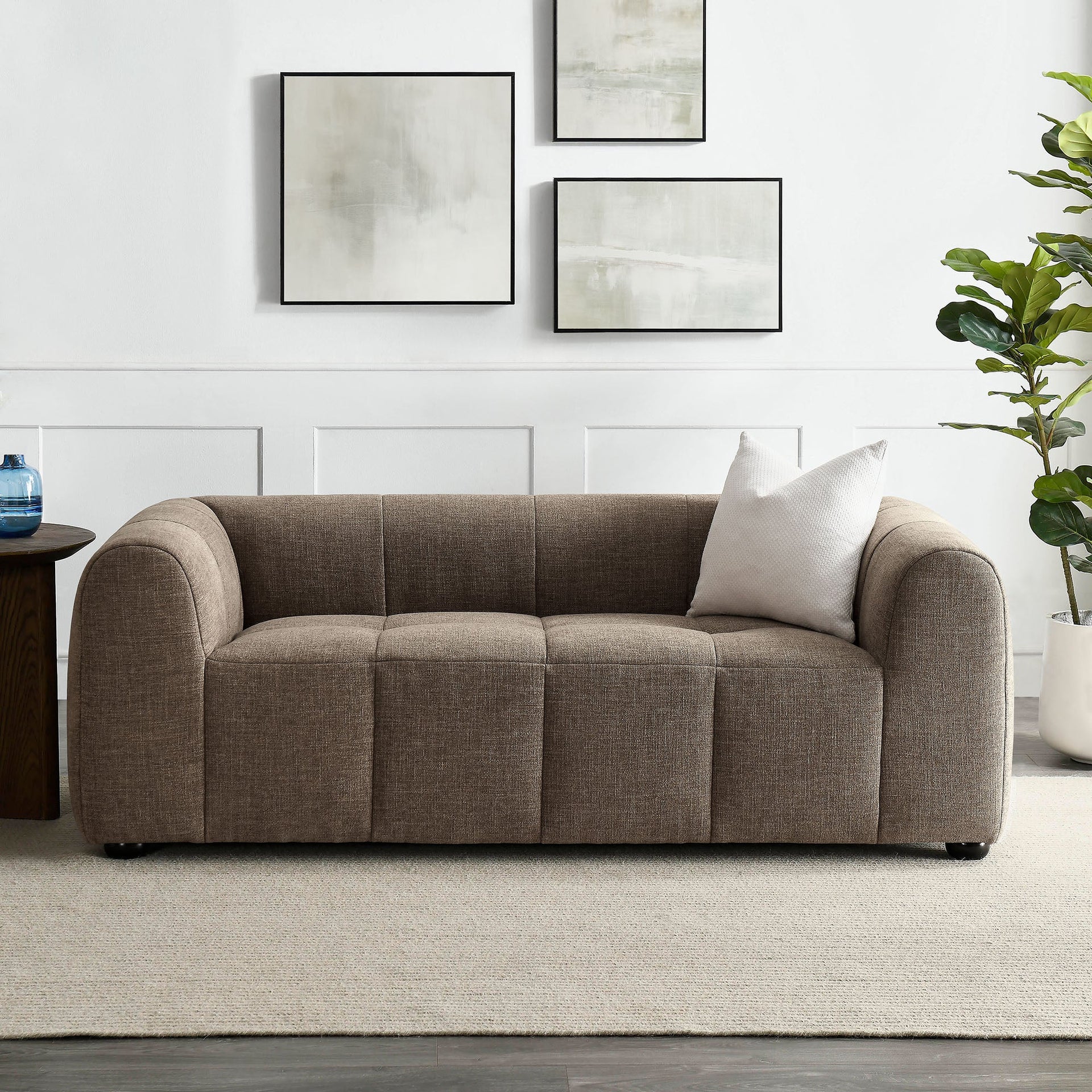 Elvara Upholstered Fabric Loveseat - Mocha