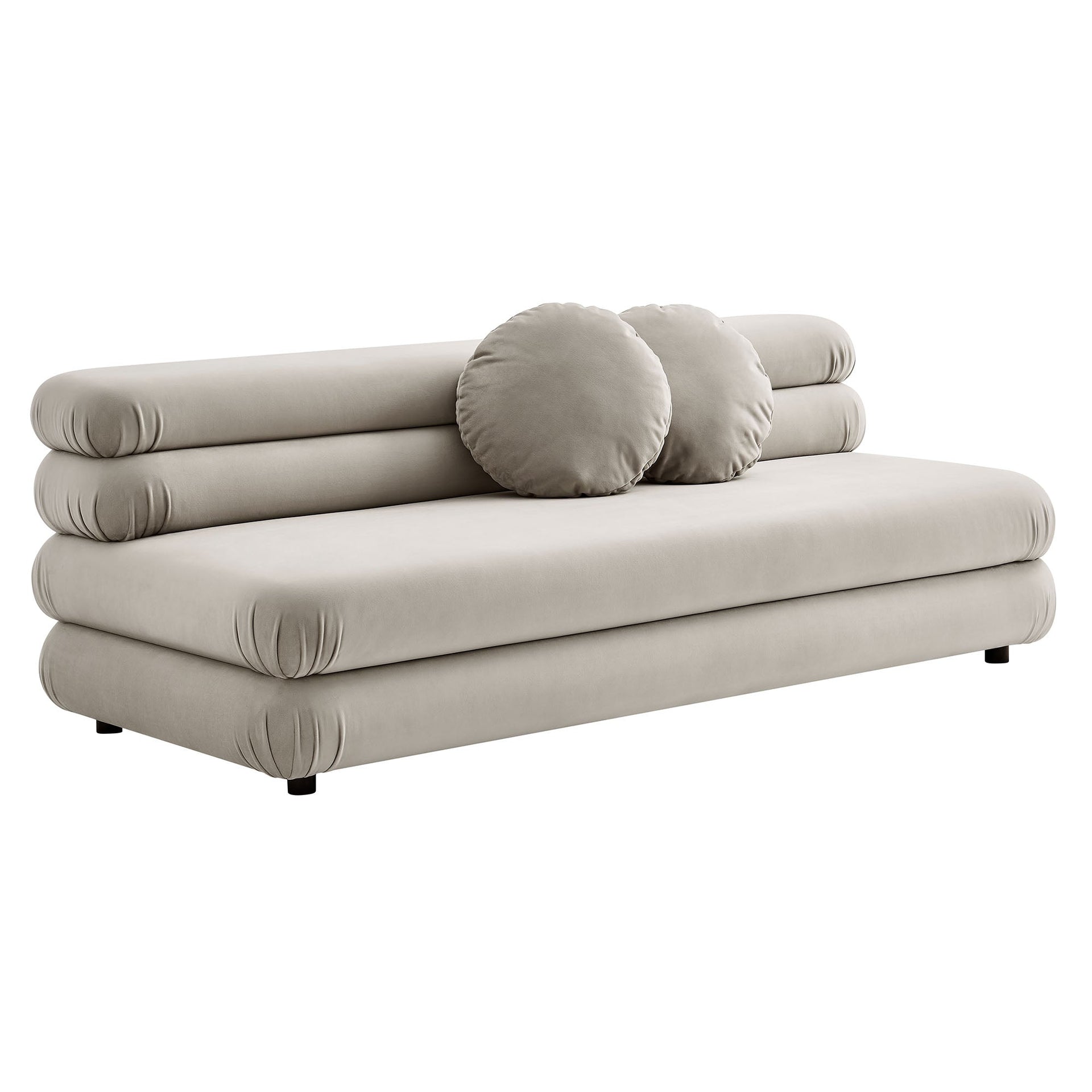 Columnar Armless Velvet Loveseat - Almond