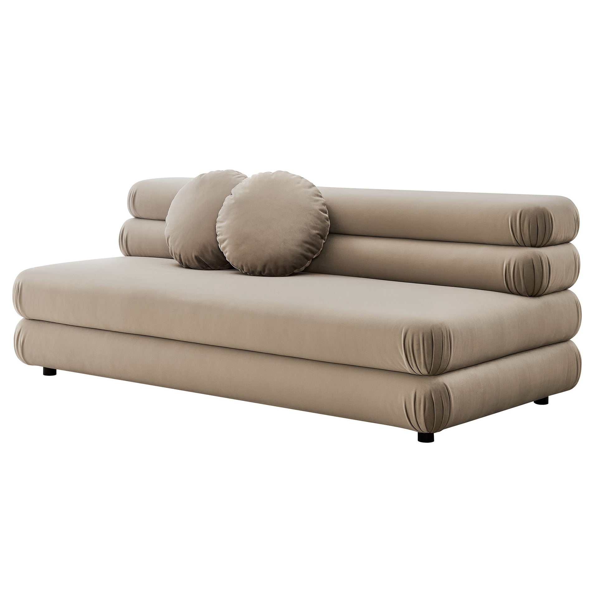 Columnar Armless Velvet Loveseat - Taupe
