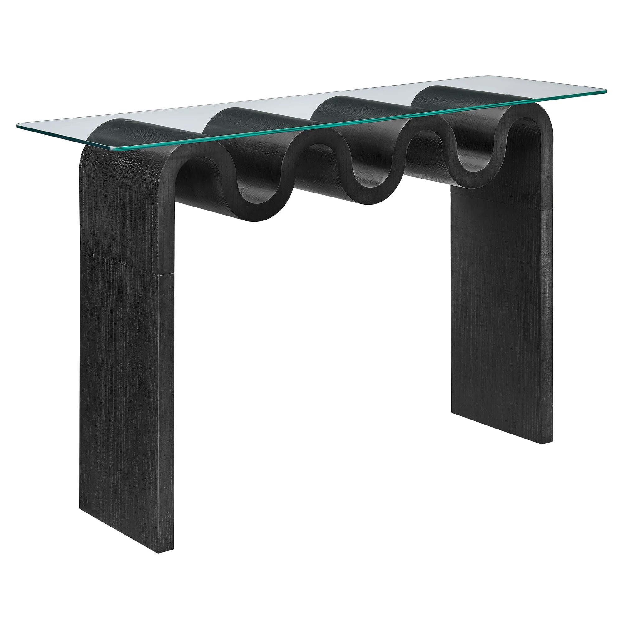 Columnar Glass Top 50" Console Table - Black Denmark Home