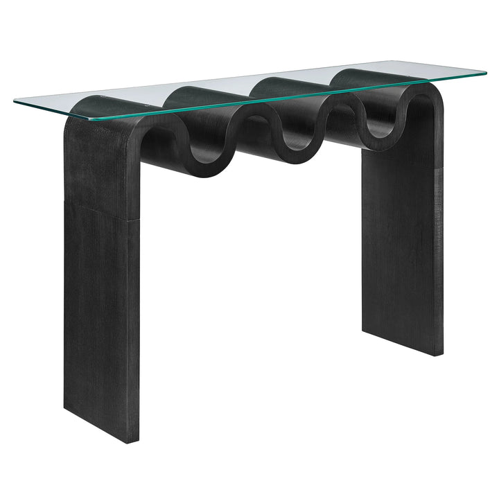 Columnar Glass Top 50" Console Table - Black Denmark Home