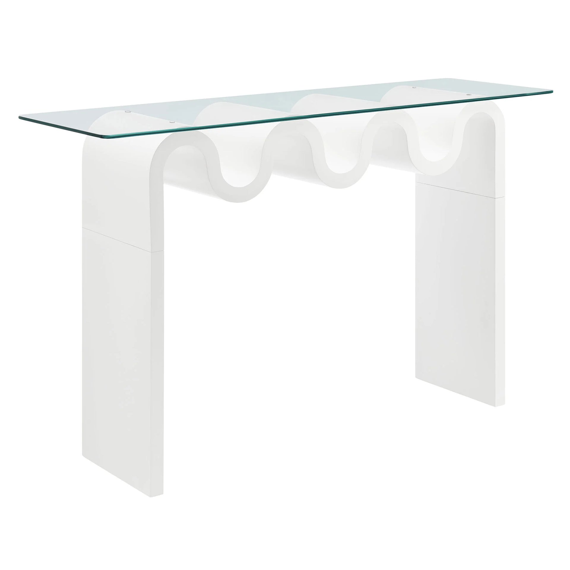 Columnar Glass Top 50" Console Table - White Denmark Home