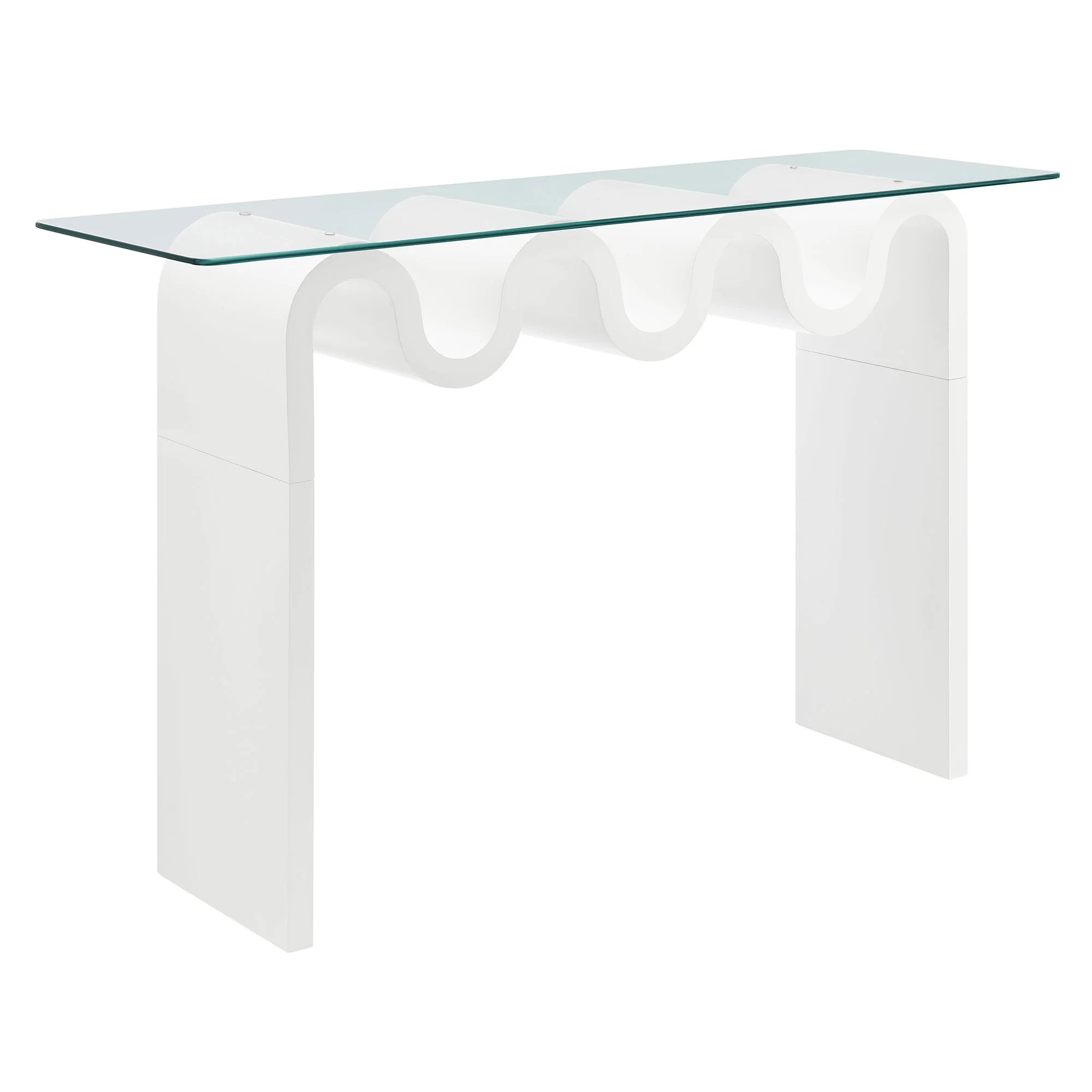 Columnar Glass Top 50" Console Table - White Denmark Home
