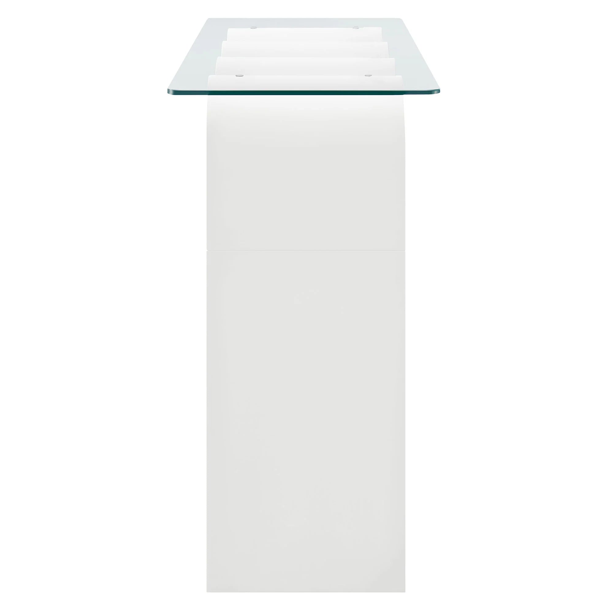 Columnar Glass Top 50" Console Table - White Denmark Home