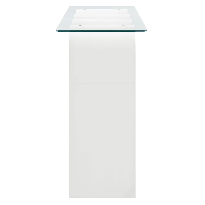 Columnar Glass Top 50" Console Table - White Denmark Home