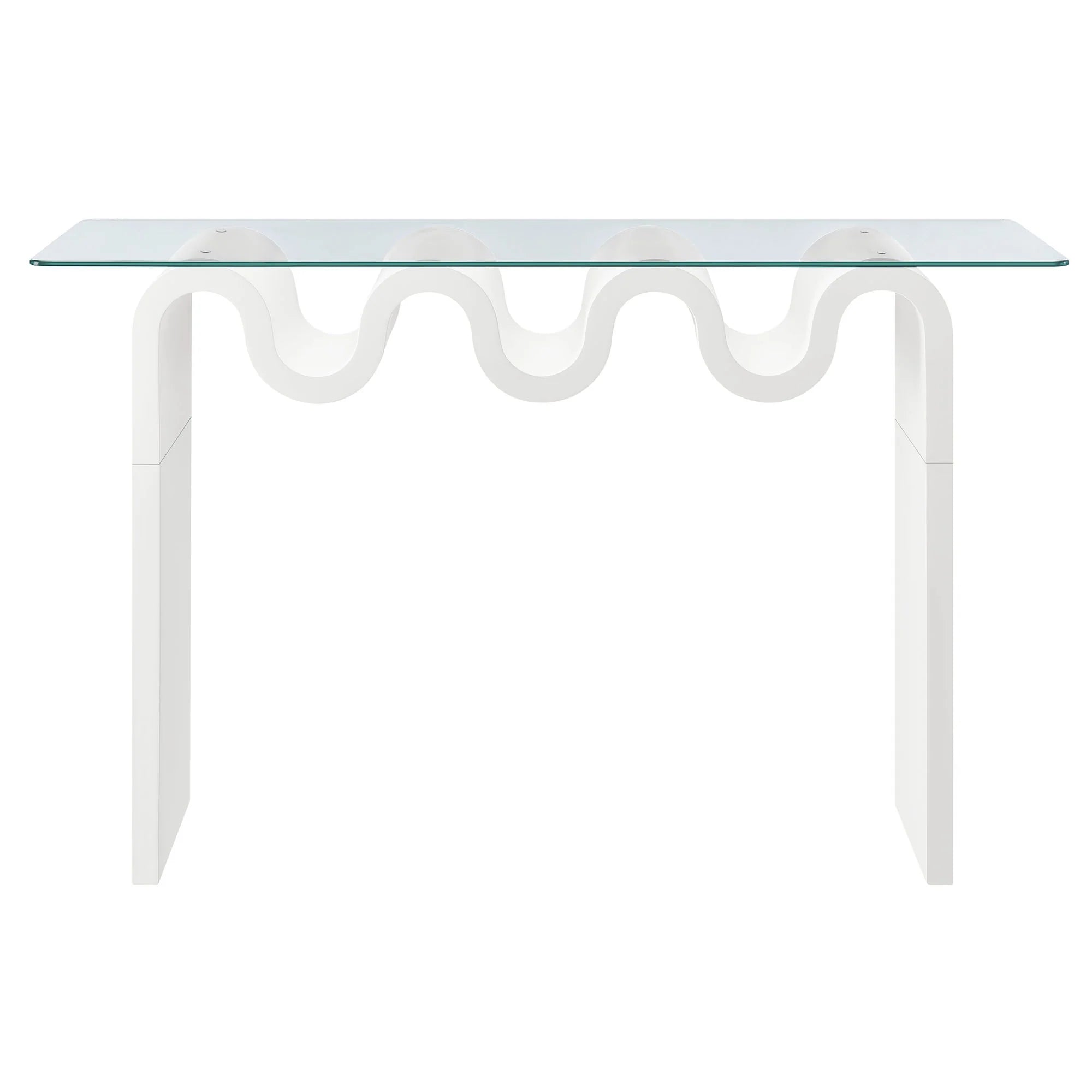 Columnar Glass Top 50" Console Table - White Denmark Home