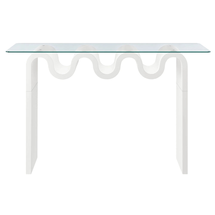 Columnar Glass Top 50" Console Table - White Denmark Home