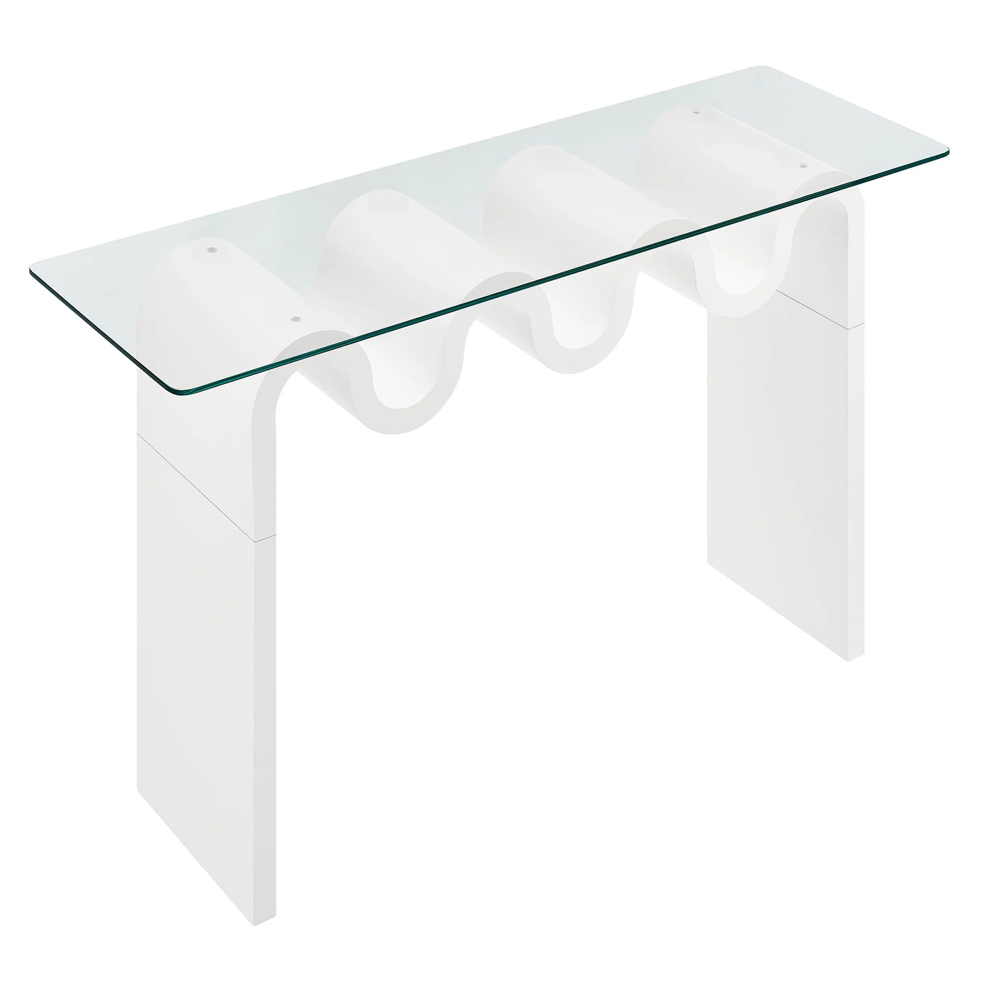 Columnar Glass Top 50" Console Table - White Denmark Home