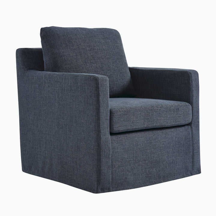 Kelvare Slipcovered Swivel Accent Chair-Slate Blue Denmark Home