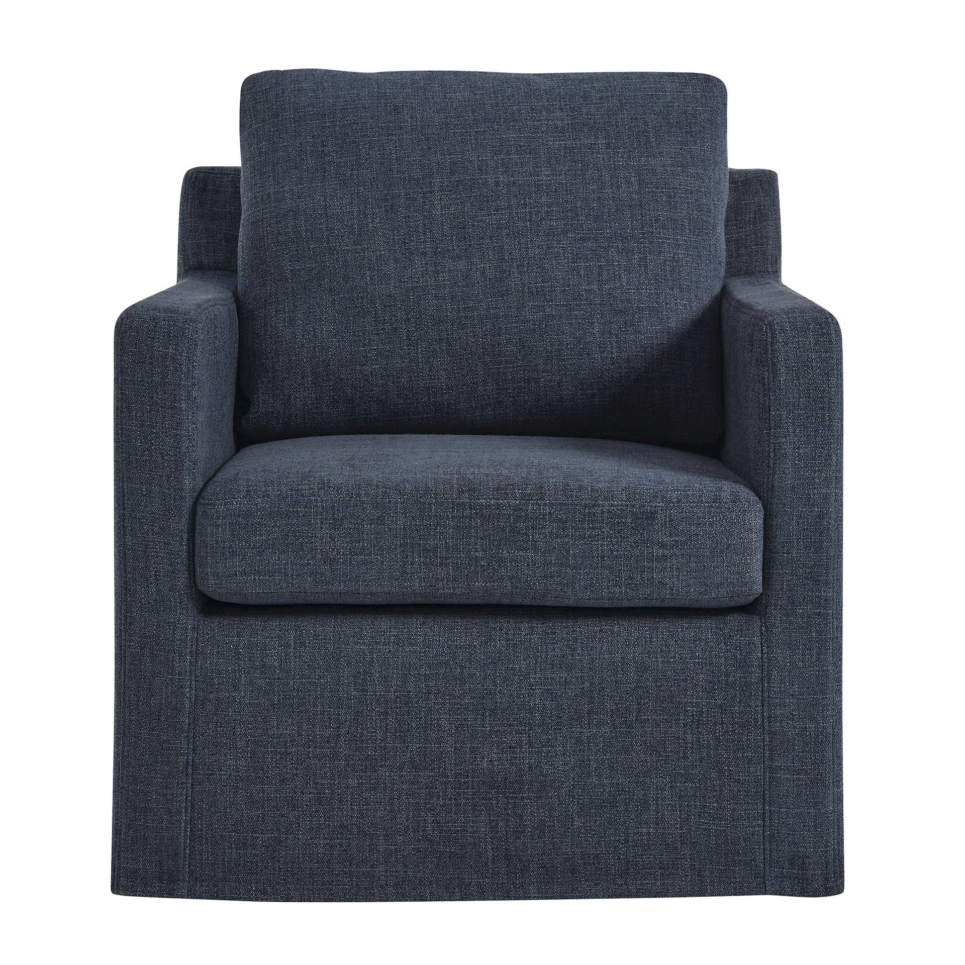 Kelvare Slipcovered Swivel Accent Chair-Slate Blue Denmark Home