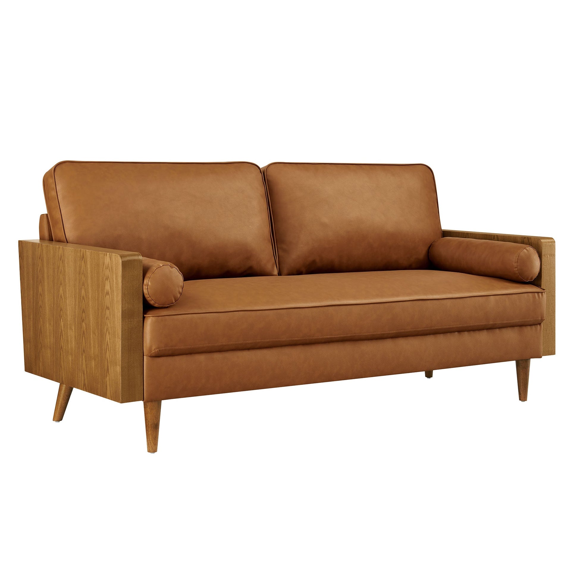 Kolden Vegan Leather Sofa - Walnut Tan