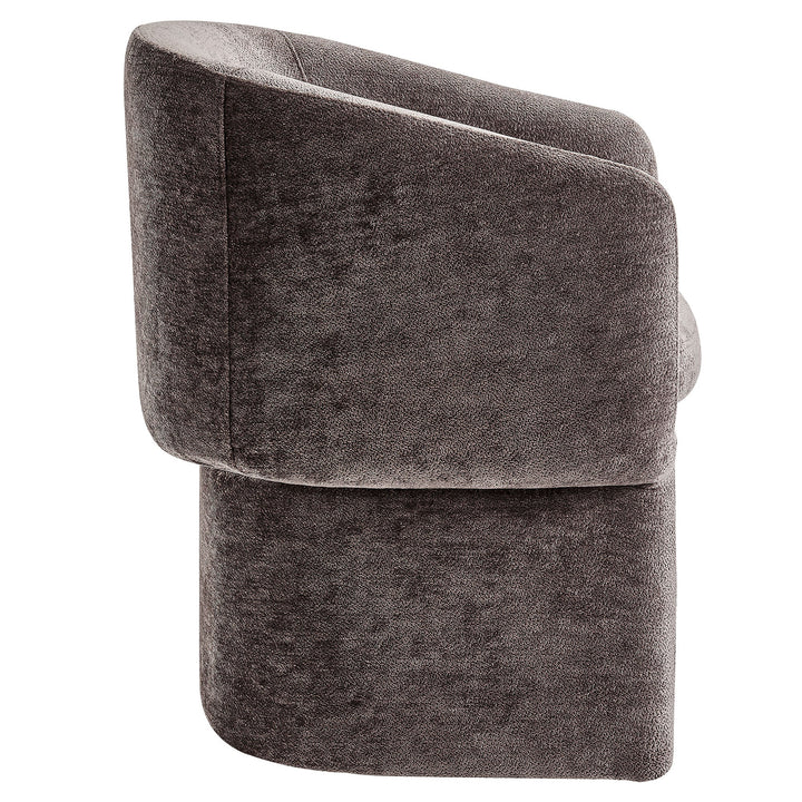 Hvìl Chenille Barrel Dining Armchair - Chocolate Brown Denmark Home