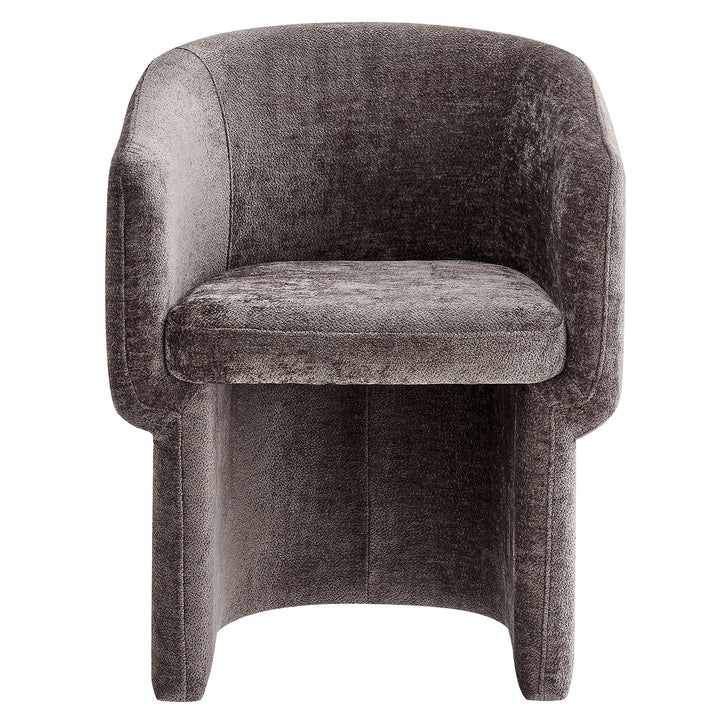Hvìl Chenille Barrel Dining Armchair - Chocolate Brown Denmark Home