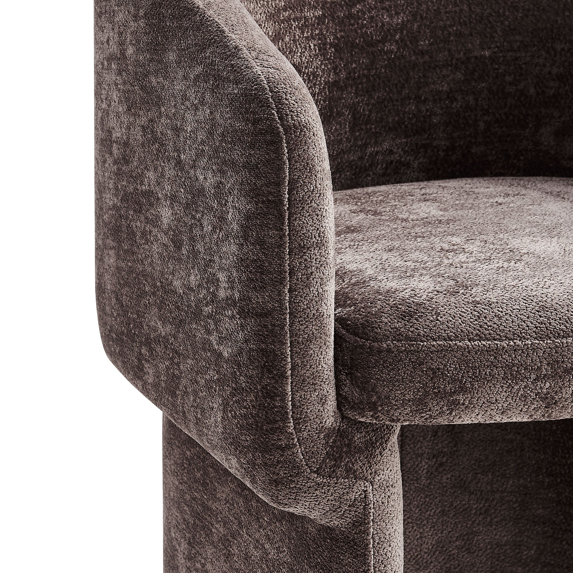 Hvìl Chenille Barrel Dining Armchair - Chocolate Brown Denmark Home