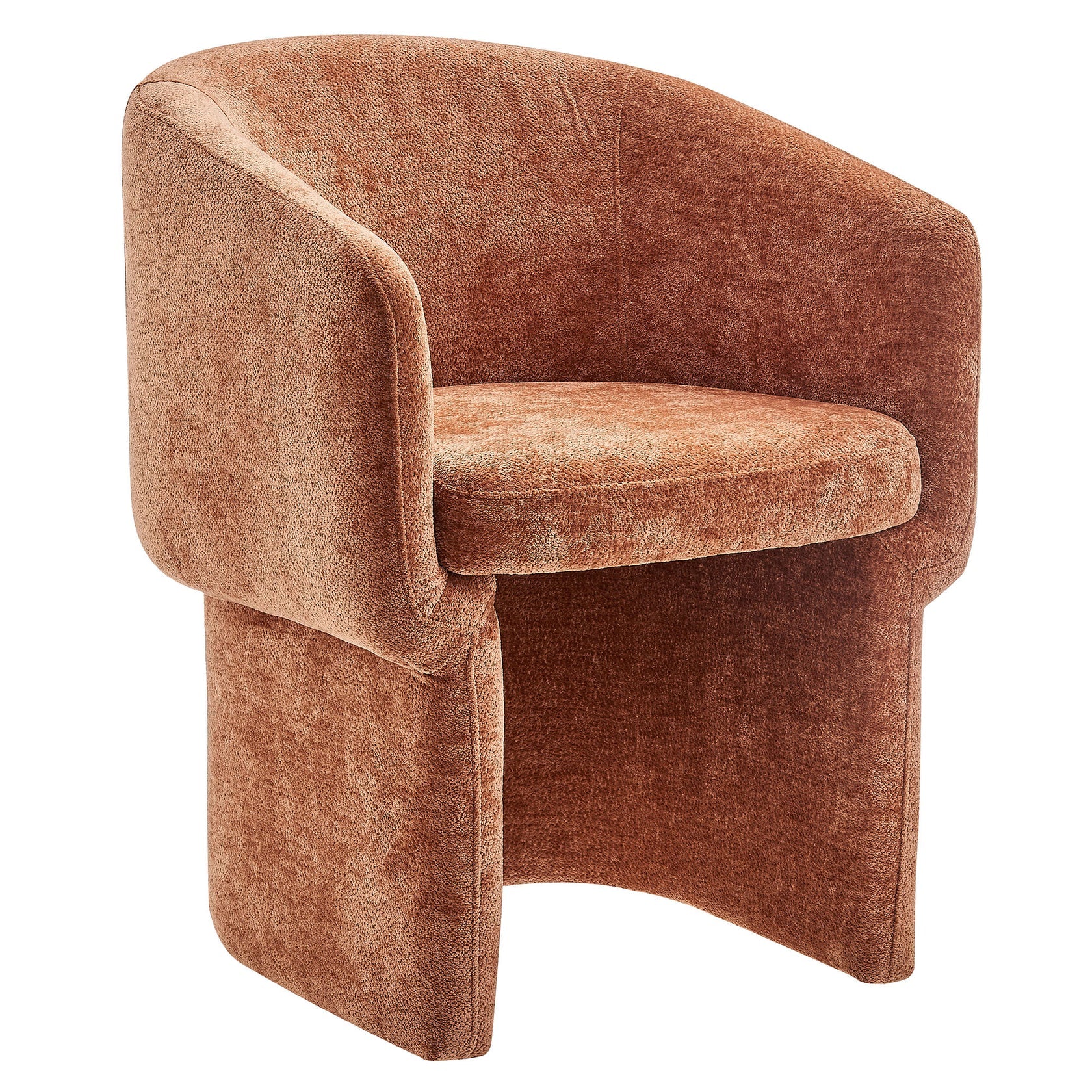 Hvìl Chenille Barrel Dining Armchair - Rust Denmark Home