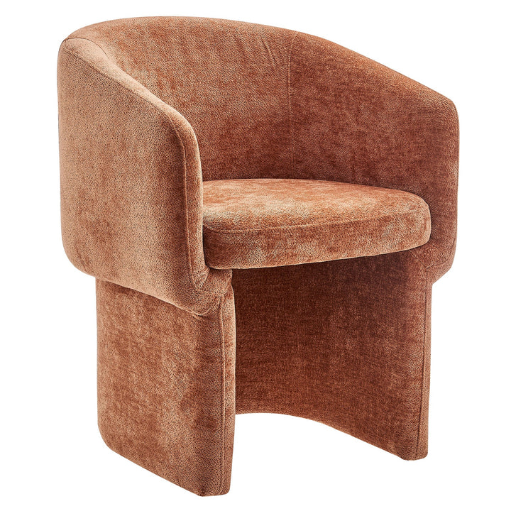 Hvìl Chenille Barrel Dining Armchair - Rust Denmark Home