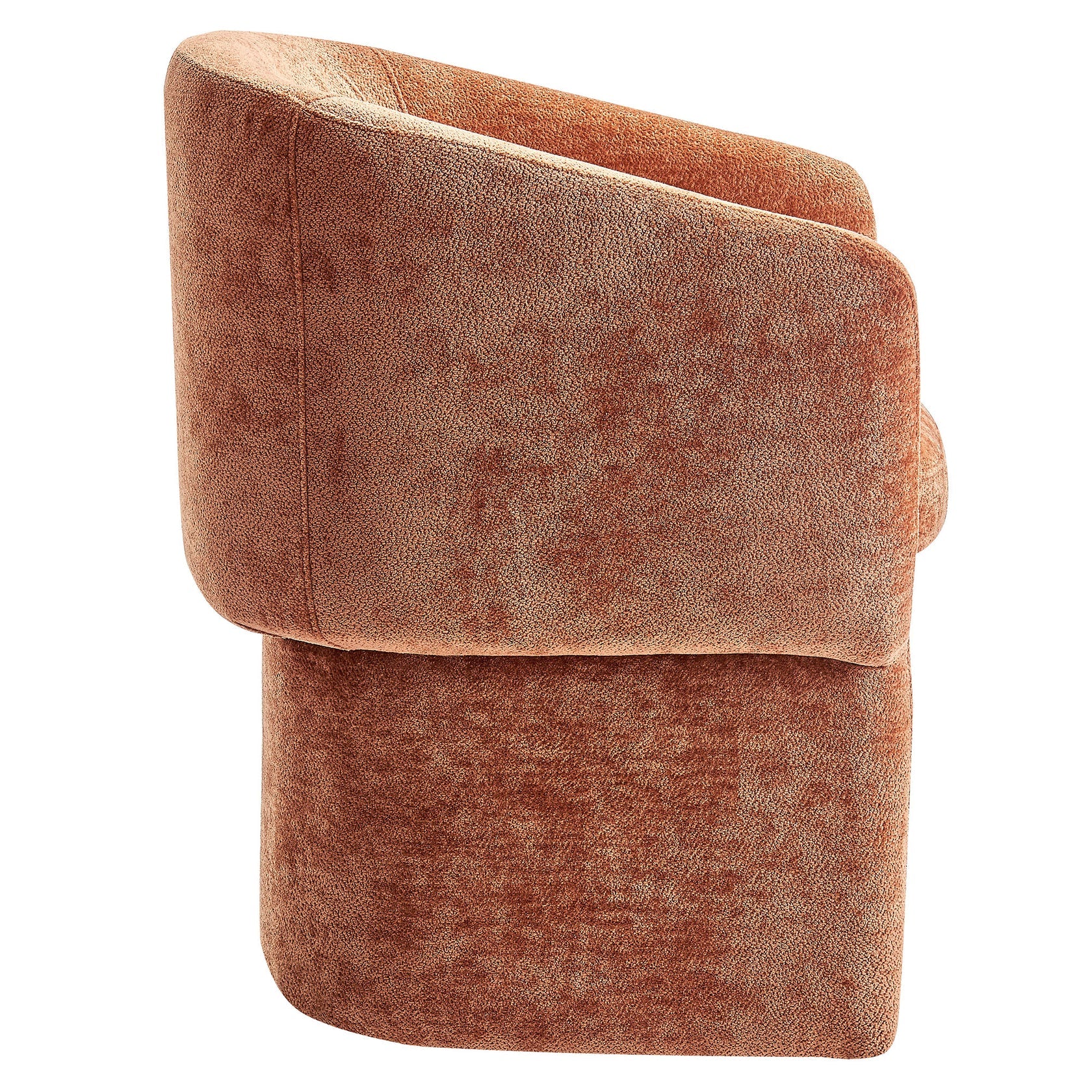 Hvìl Chenille Barrel Dining Armchair - Rust Denmark Home