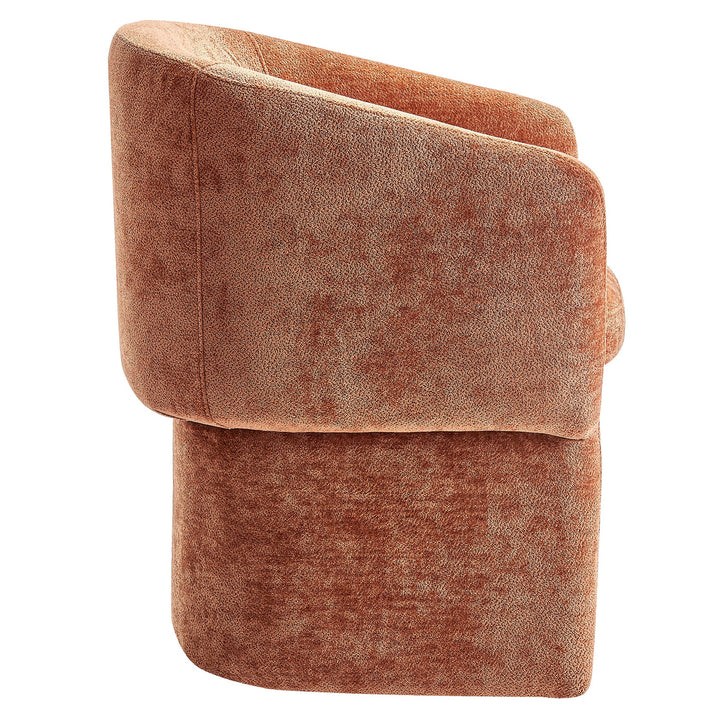 Hvìl Chenille Barrel Dining Armchair - Rust Denmark Home