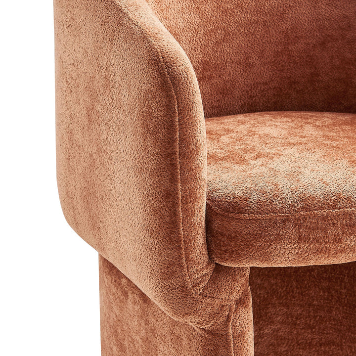 Hvìl Chenille Barrel Dining Armchair - Rust Denmark Home