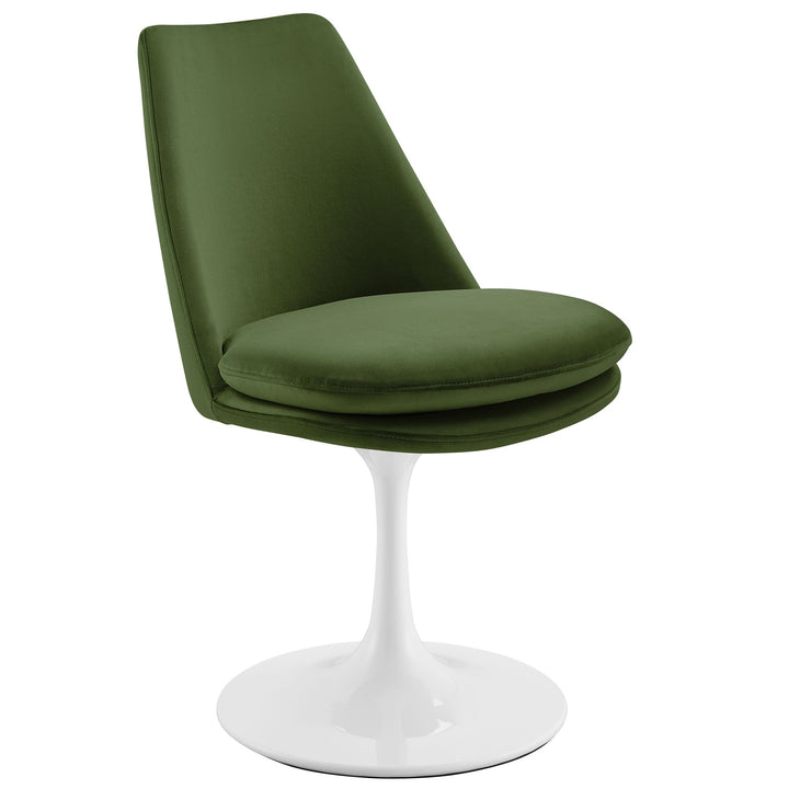 Nuvora Velvet Swivel Dining Side Chair  - White Moss Green Denmark Home
