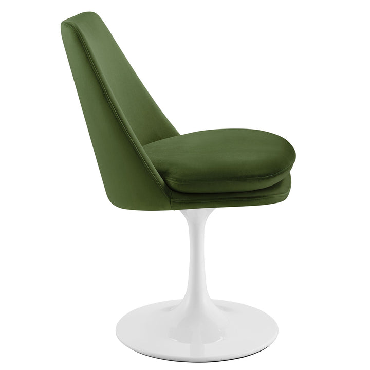 Nuvora Velvet Swivel Dining Side Chair  - White Moss Green Denmark Home