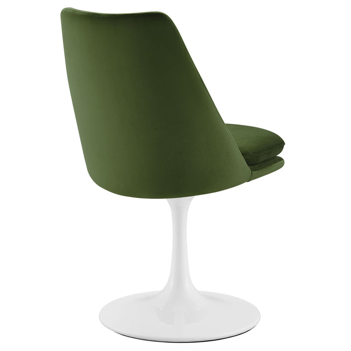 Nuvora Velvet Swivel Dining Side Chair  - White Moss Green Denmark Home