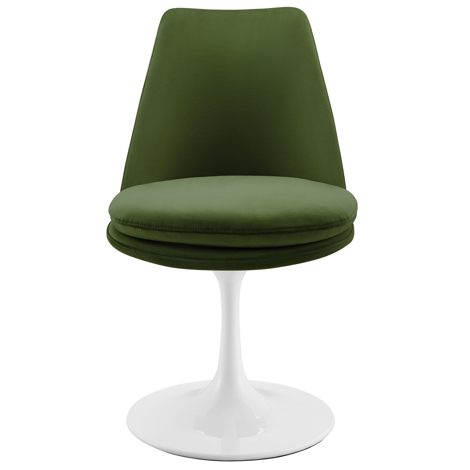 Nuvora Velvet Swivel Dining Side Chair  - White Moss Green Denmark Home