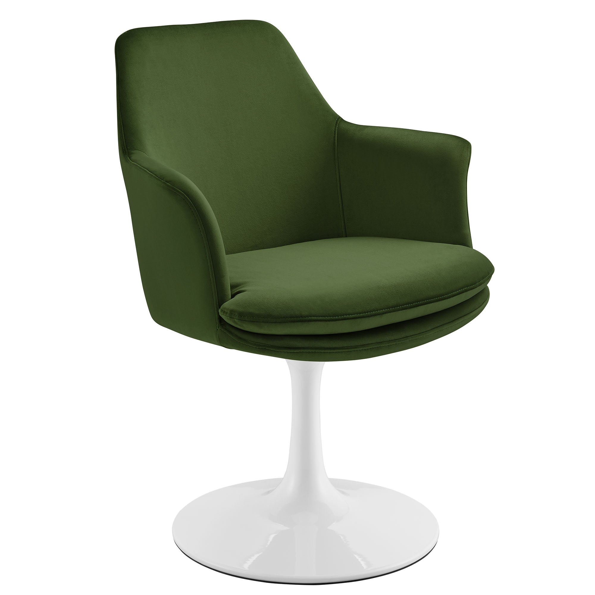 Nuvora Velvet Swivel Dining Armchair - White Moss Green Denmark Home
