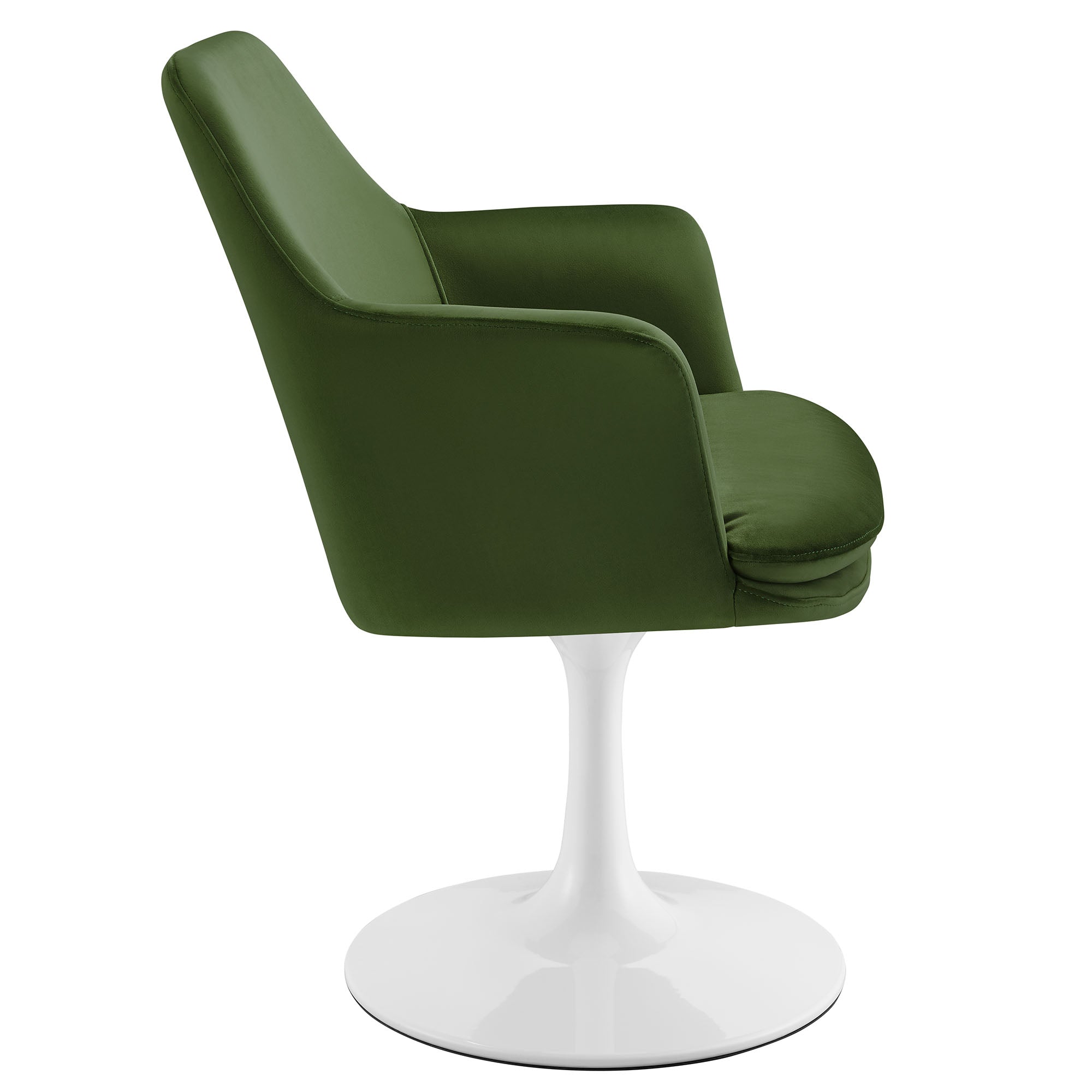 Nuvora Velvet Swivel Dining Armchair - White Moss Green Denmark Home