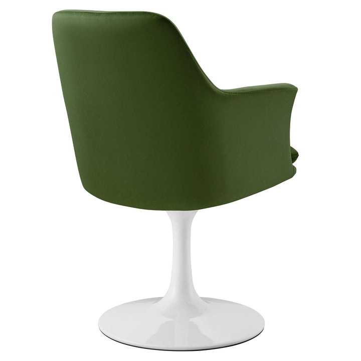 Nuvora Velvet Swivel Dining Armchair - White Moss Green Denmark Home
