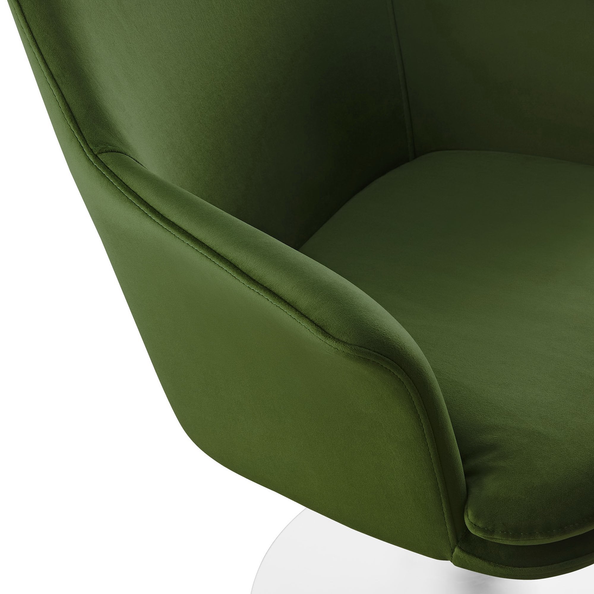Nuvora Velvet Swivel Dining Armchair - White Moss Green Denmark Home