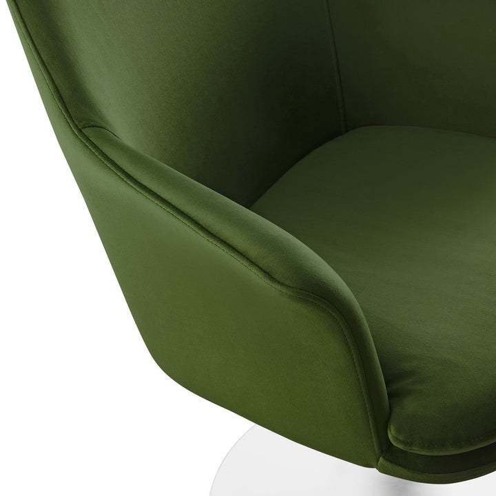 Nuvora Velvet Swivel Dining Armchair - White Moss Green Denmark Home